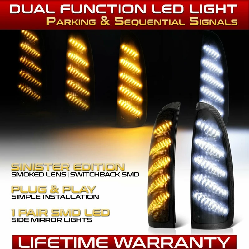 

"DARKEST SMOKE" Car LED Side Mirror Lights Signal Lamp for Ford Super Duty F250 F350 F450 F550 03-07