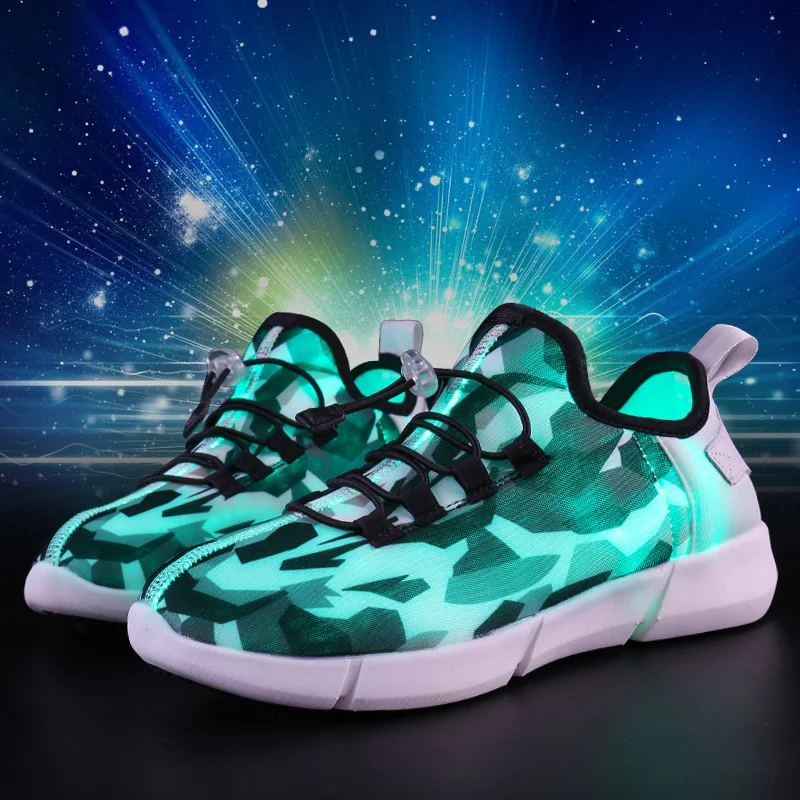 ULKNN Fiber Optic USB Recharge Glow Shoes Boys Girls Shoes Lightweight Running Sneakers LED Light Summer Shoes