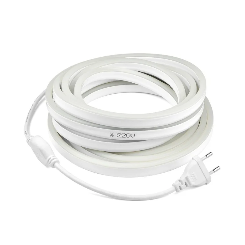 

1M-10M Neon Light LED Strip 220V Flexible Fairy String 120leds/m Outdoor Holiday Decor Neon lamp With EU Plug Power Supply