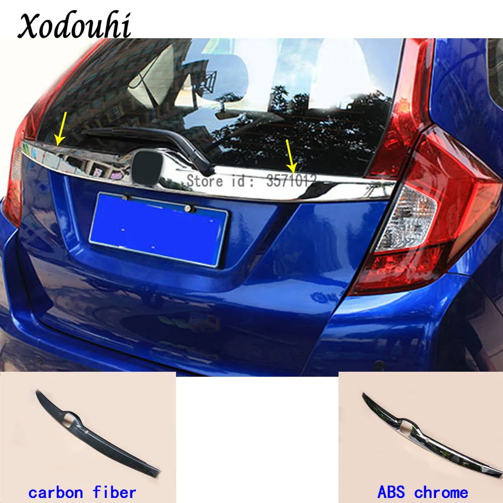

For Honda Fit jazz 2014 2015 2016 2017 car cover stick Rear License Plate door bottom tailgate frame plate trim lamp Strip 1pcs