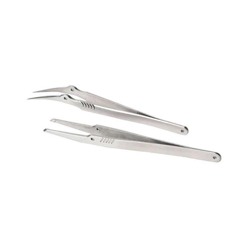 

304 Stainless Steel Curved Tip Tweezers Set Kit Welding Sorting Precision Electronic Products Components Hand Tools