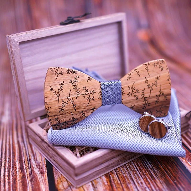 Linbaiway мужской ручной деревянный галстук бабочка шейный платок и запонки брошь