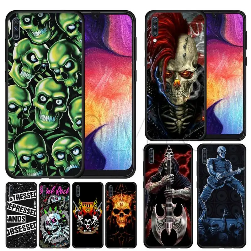

skull Punk Rock Phone Case For samsung Galaxy J6 J7 J8 prime note 8 9 10 20 lite plus pro ultra Cover