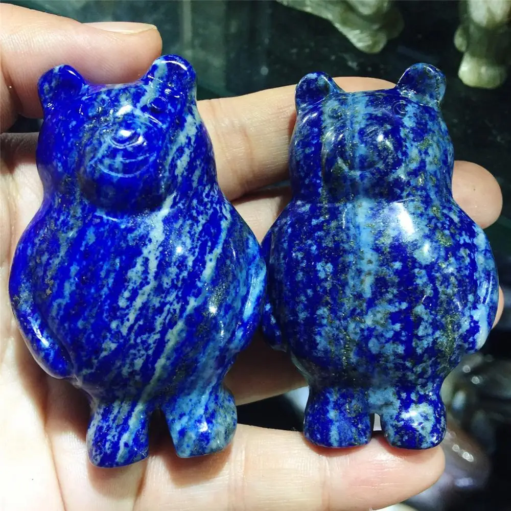 1 шт. AAAA натуральный Лазурит ручной резной Рождественский Кристальный медвежонок