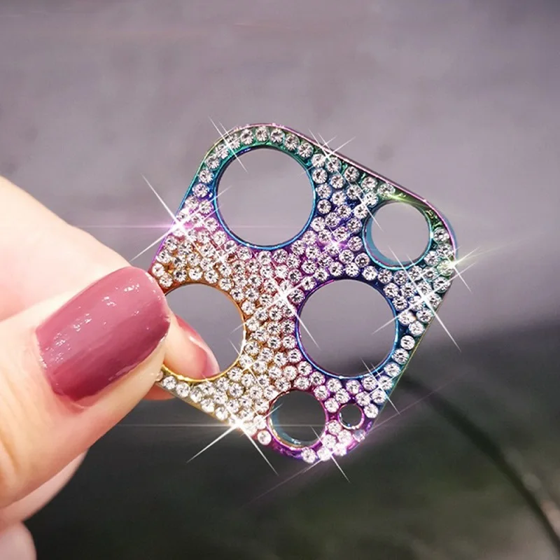 Rhinestone Glitter Camera Lens Protector Case For iPhone 13 12 11 Pro Max 12 Mini  Shiny Diamond Full Screen Protective Film