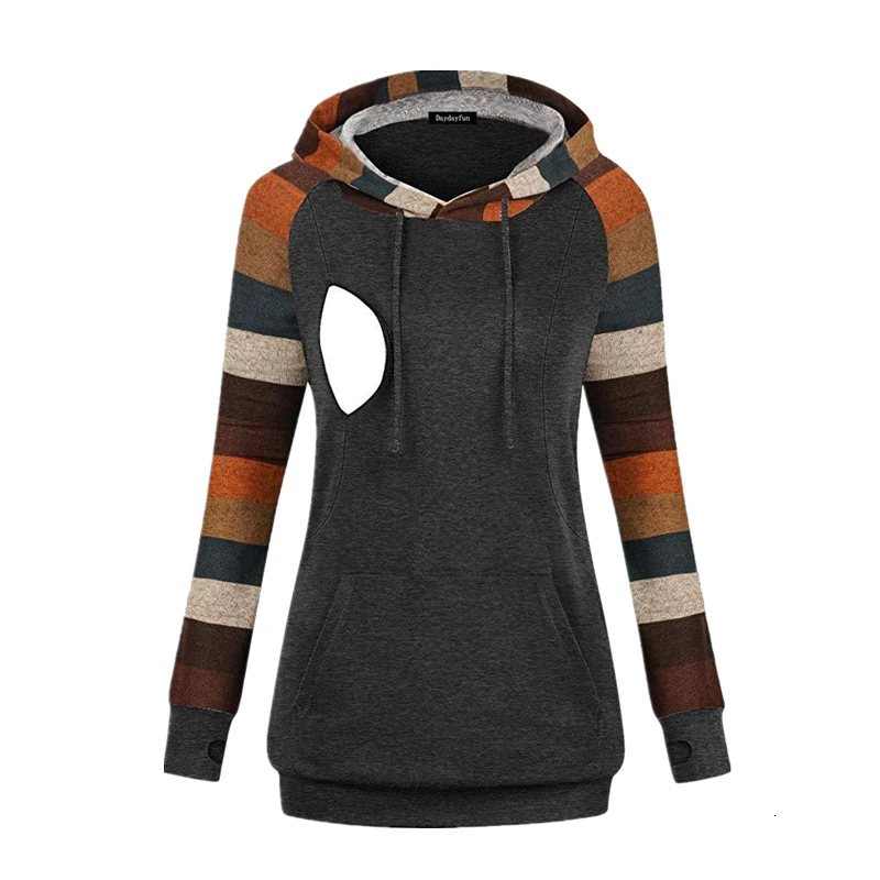 Женская толстовка с длинным рукавом для кормления грудью осенне зимняя