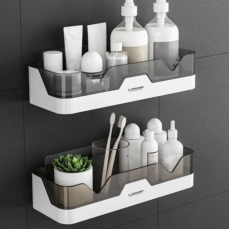

1Pc Storage Shelf Punching-free Storage Stand Bathroom Draining Rack (Gray)