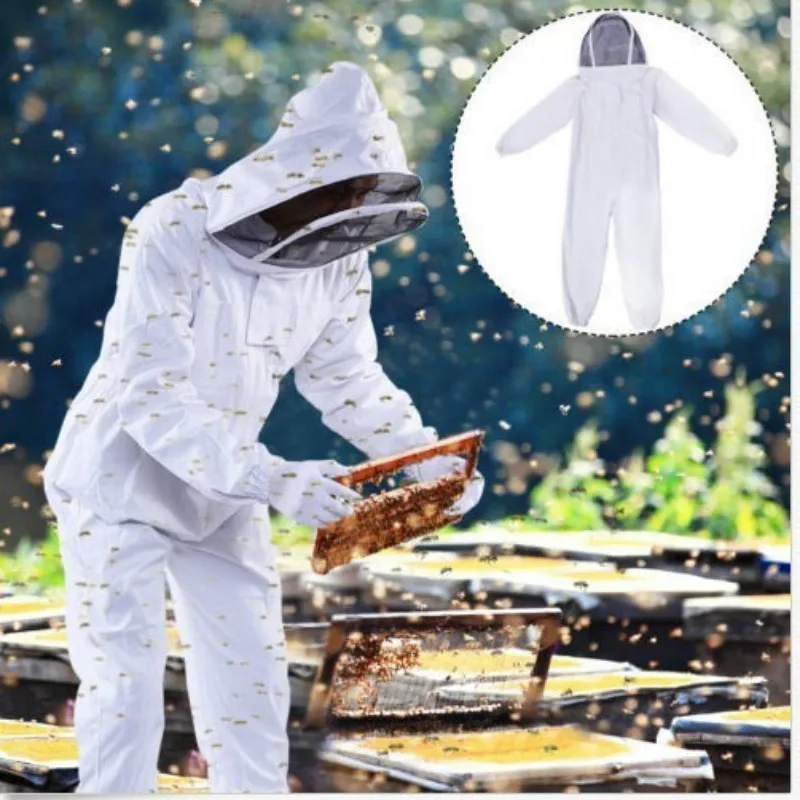 

Full Body Protection Beekeeping Suit Cotton Beekeeper Costume Safty Veil Hood Hat Clothes Suit Beekeepers Bee Equipment WJ79