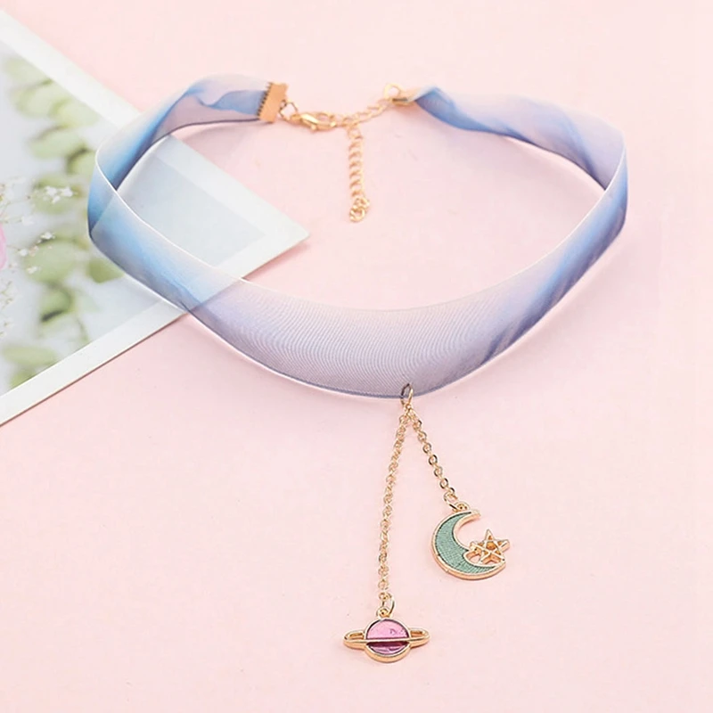 

Creative Women Simple Sexy Lace Collar 3PCS Fashion Pendant Choker Handmade Adjustable Ribbon Necklace Girls Party Gift Jewelry