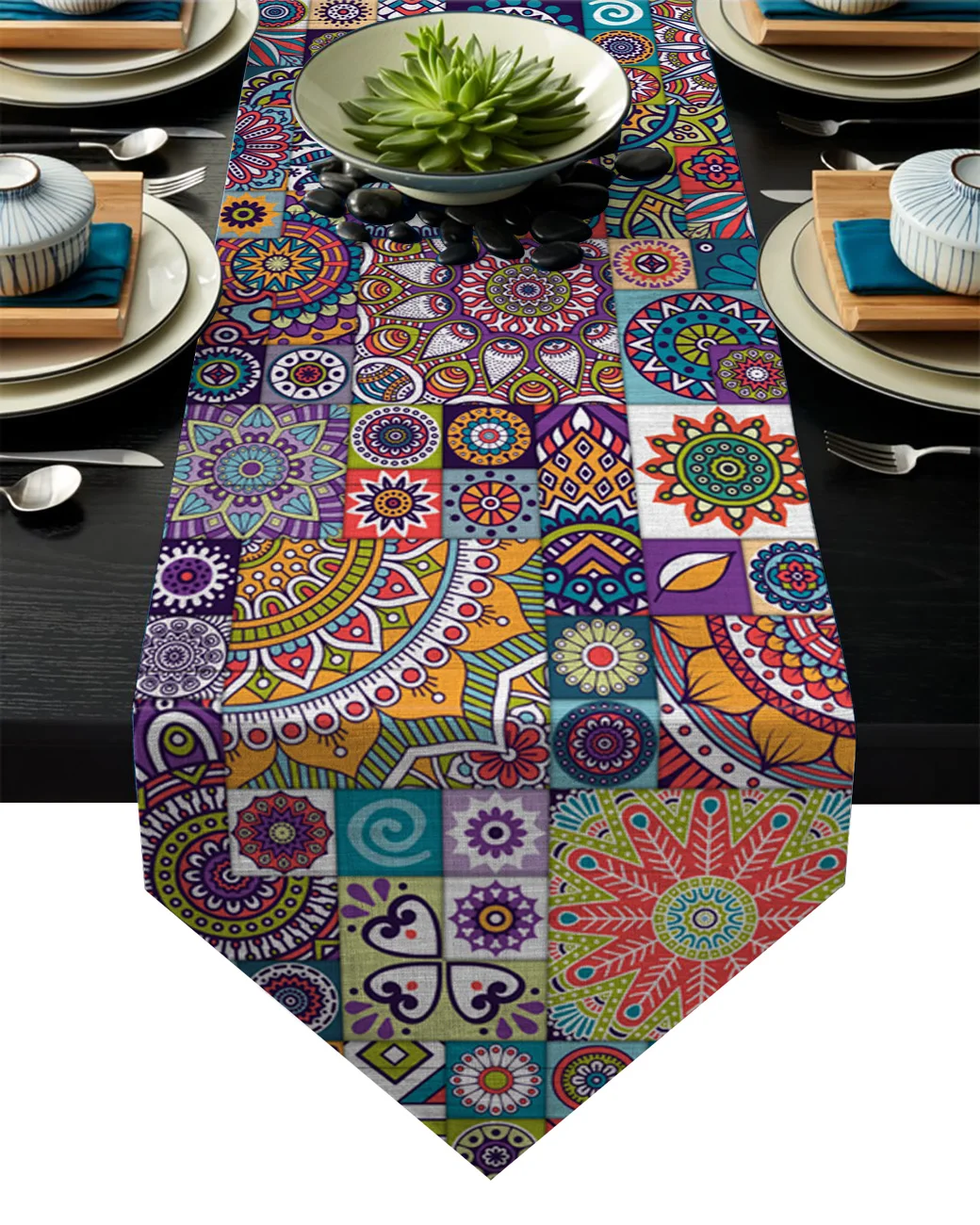 Цветные текстурные настольные дорожки с рисунком для свадьбы украшение