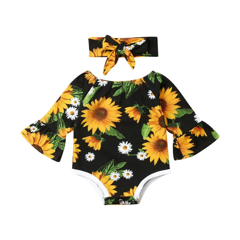 Одежда для новорожденных и маленьких девочек боди с круглым вырезом длинными