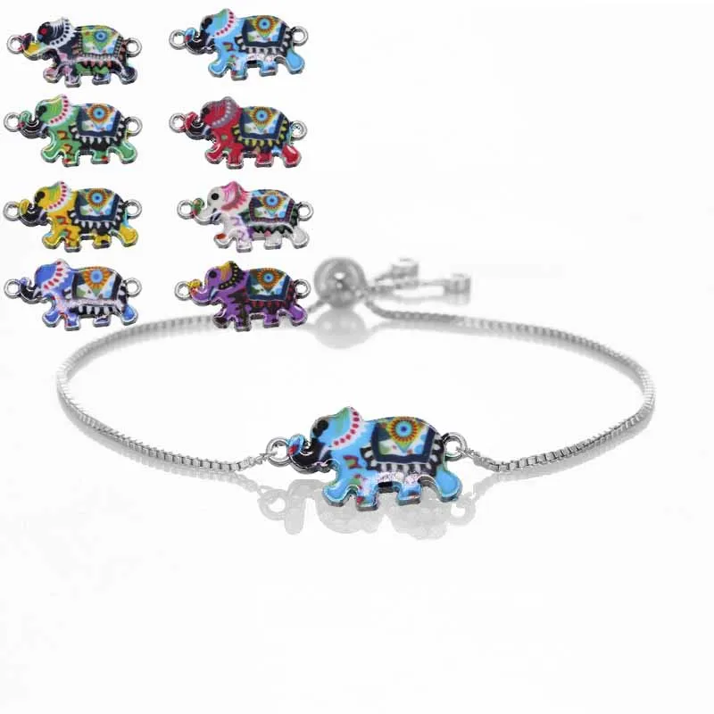 Милый плетеный браслет в богемном стиле с изображением слона и животных для