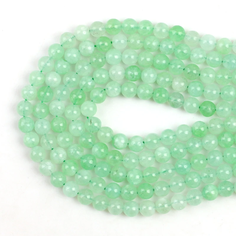

Green Natural Angelite Stone Beads Round Loose Spacer 15''4/6/8/10/12mm For Jewelry Making DIY Bracelets Necklace