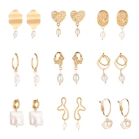 new vintage luxe elegance trendy gold simple design round pearl dangle earrings minimalist women jewelry