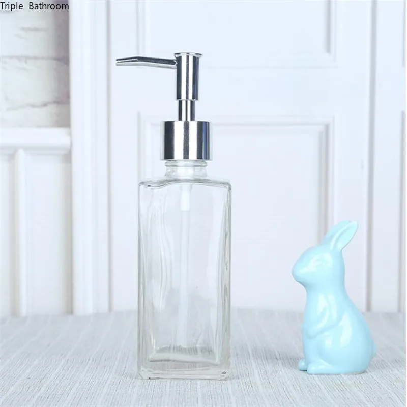Прозрачный стеклянный диспенсер для жидкого мыла в ванной комнате|Переносные