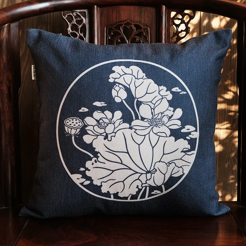 

Chinese style ethnic traditional Chinese cotton and linen cushion cover pillowcase Baxian Taishi solid wood chair pillowcase