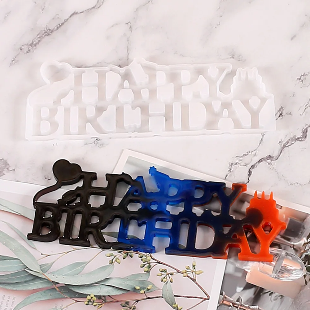 

Happy Birthday DIY Earrings Pendant Geometric Mold Crystal Epoxy Mold Love Earrings Sweater Chain Handmade Silicone Mold