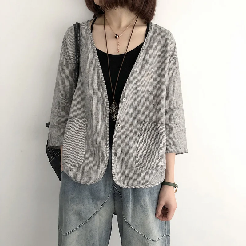 

Новое модное осеннее повседневное простое классическое льняное Пальто Куртка Топы Женское пальто шикарное женское свободное в Вертикальн...