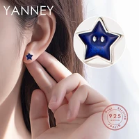 yanney silver color 2022 new trend fashion star stud earrings woman simple blue epoxy jewelry accessories