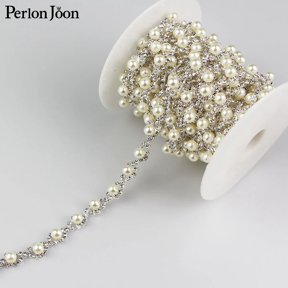 

Лента для Стразы с жемчугом и кристаллами, металлическая цепочка для самостоятельного изготовления платья, сумки, аксессуаров для обуви, 1 я...