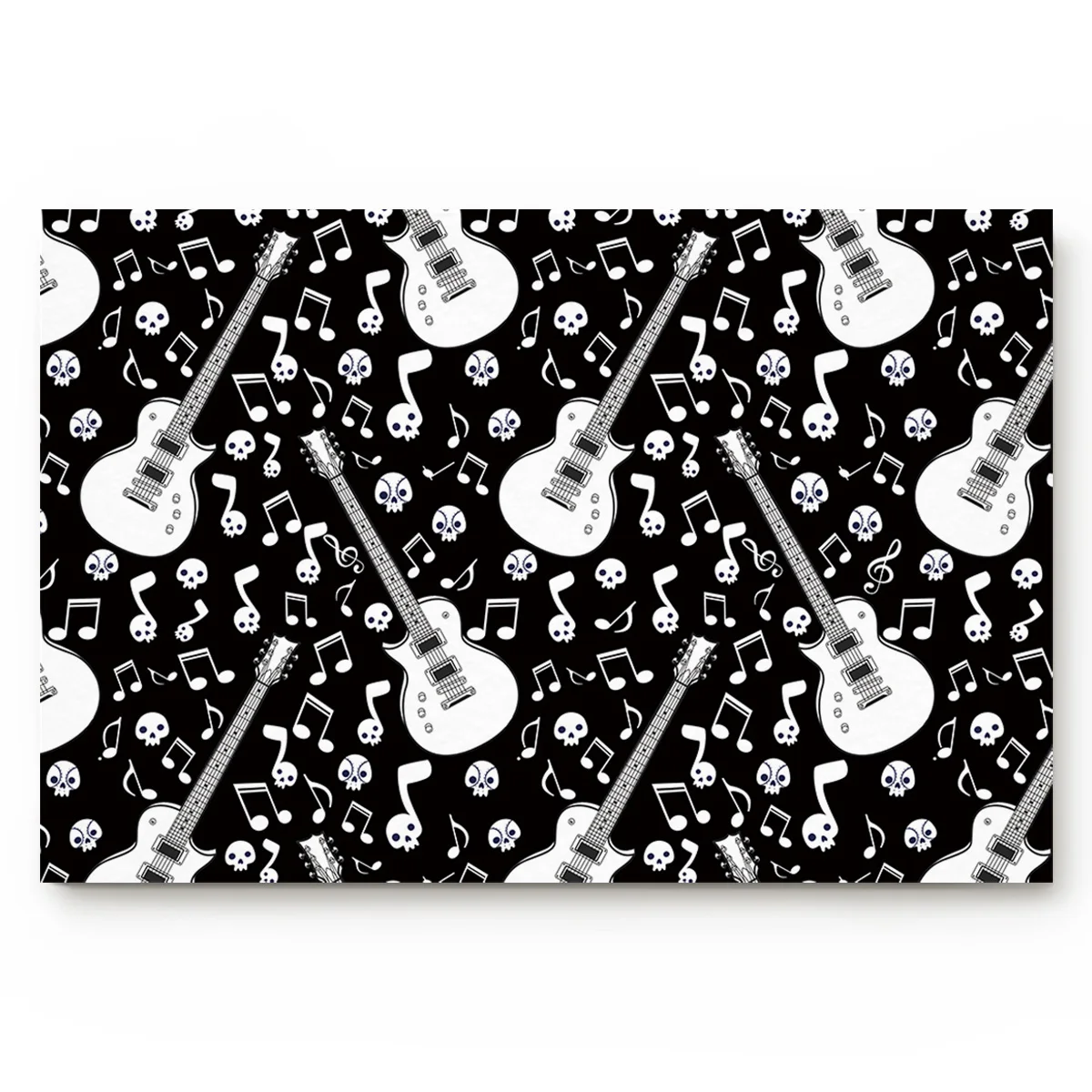 Нескользящий дверной коврик для гитары с музыкальными нотами и черепом