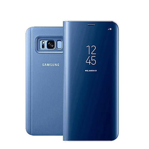 Blue Samsung зеркальный Прозрачный чехол для samsung Galaxy S8 SM-G9500 S8+ S8 Plus SM-G9550 S-View флип-чехол с подставкой - Цвет: Blue