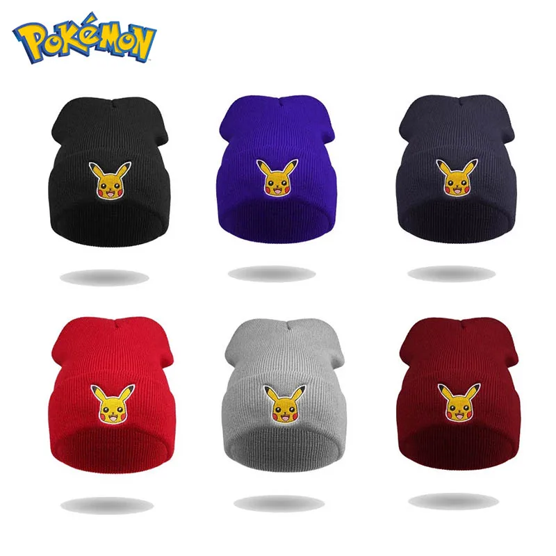 Pokemon Go вязаная шапка с вышивкой в стиле хип хоп изображением Пикачу вязаные шапки