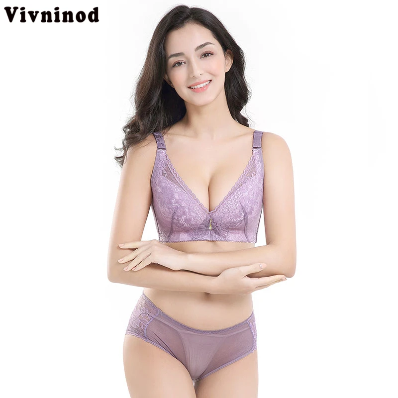 

2019 New Lace Sexy Bra Set for Women Bralette Women's Underwear Set Push Up Thin Bra & Brief Set Without Sponge Female BCD Cup