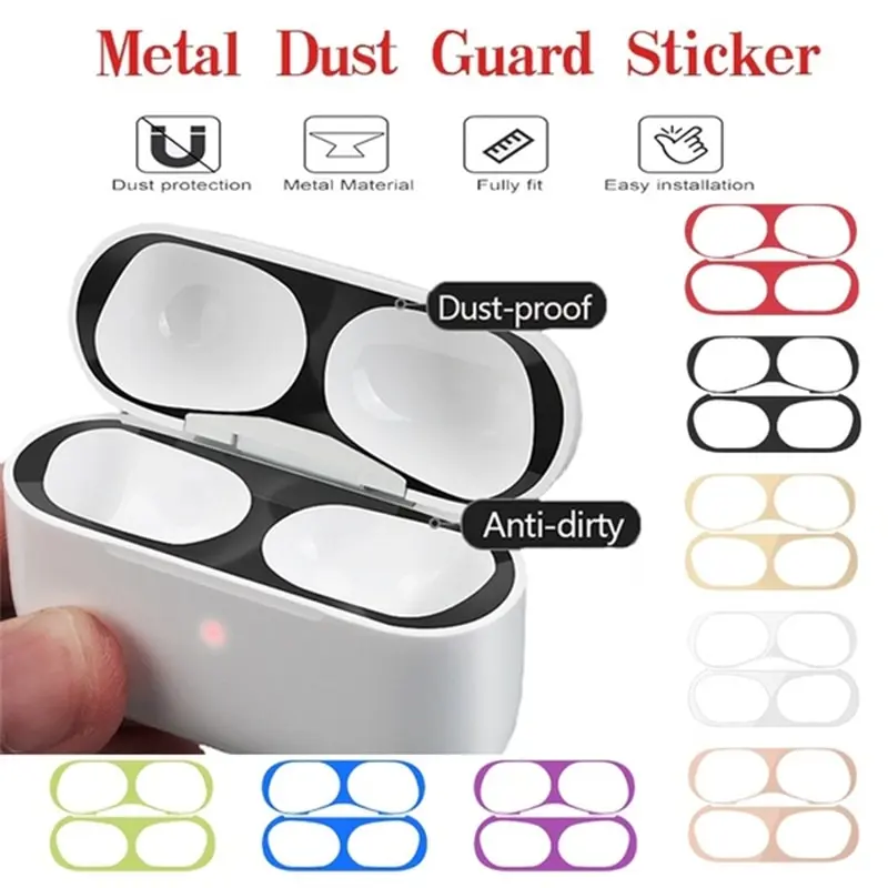 Metal Dust Guard Sticker Case for Apple Airpods Pro Earphone Cover for Airpods 2 1 Air Pods Headphone Charging Box Accessories