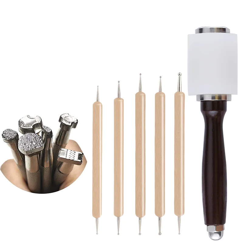 

LMDZ Leather Stamp Tools, Leather Carving Set, Leather Kit with Leather Carving Hammer, Stamp Punch Set and Tracing Pen