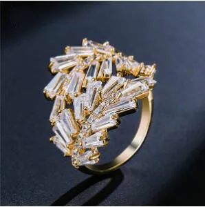 Gold Color Амулеты два цвета оливковое дерево ветка лист Открытое кольцо для женщин девушка обручальные кольца регулируемое; кулак ювелирные изделия на палец Xma CRP225E - Цвет основного камня: Gold Color