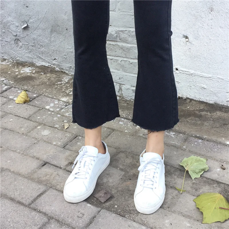 

Jeans Women High Waist Skinny All-match Ripped Black Womens Ankle-length Flare Jean Korean Style Simple Trendy Student Trousers