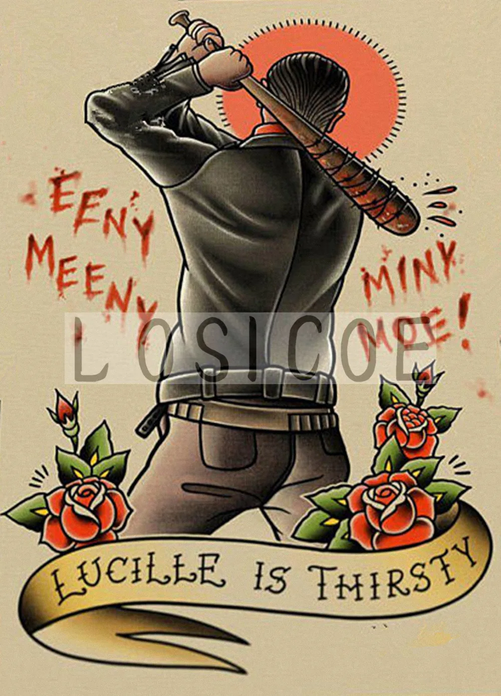 Люсиль жаждет 30х42 см креативный рисунок татуировки плакат в стиле ретро из
