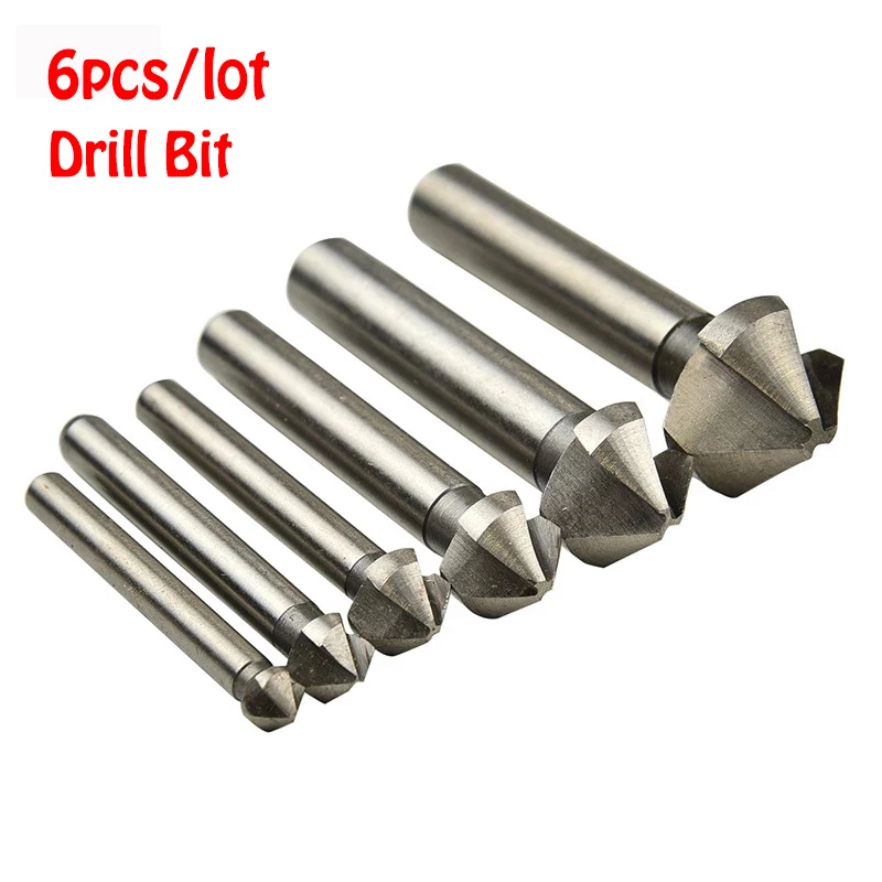 6 шт./лот 3 сверла с зенкером круглая ручка 90 градусов HSS дерево сталь фаска резак