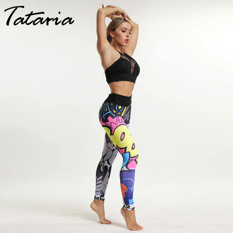 Женские спортивные Леггинсы с высокой талией Tataria для фитнеса штаны бега