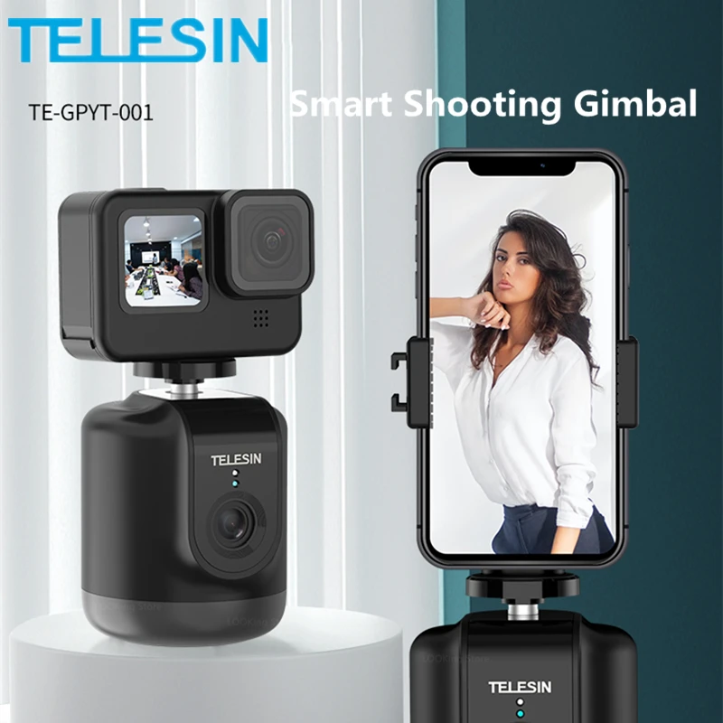 

TELESIN Smart Shooting Gimbal 360° Rotation Auto Object Tracking For GoPro Insta360 Osmo Action Smartphone Camera Stabilizer