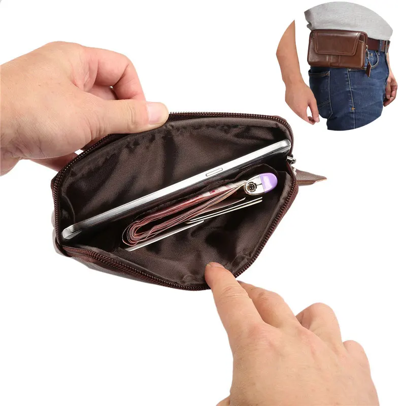 Универсальный кожаный чехол для телефона с зажимом ремня iPhone Samsung Huawei Xiaomi Nokia