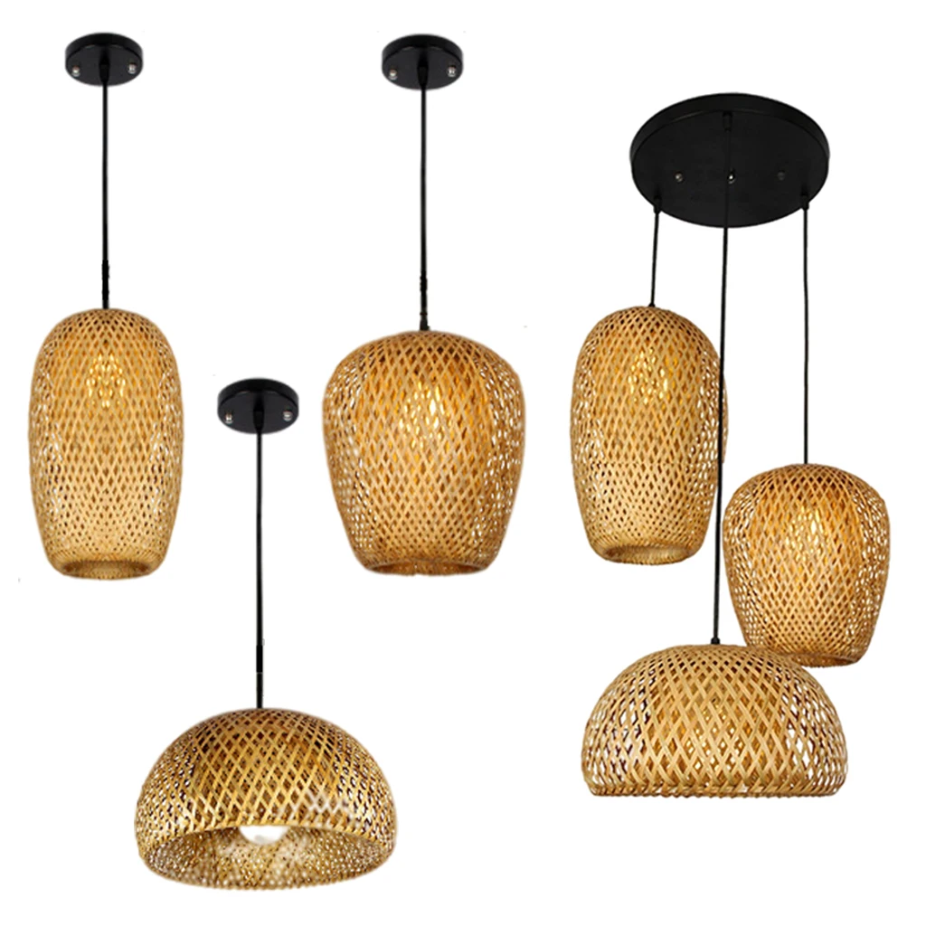 

Retro Bamboo Weave Pendant Lamp Hanging Ceiling Light for Kitchen for Living Room Home Bar Ornament