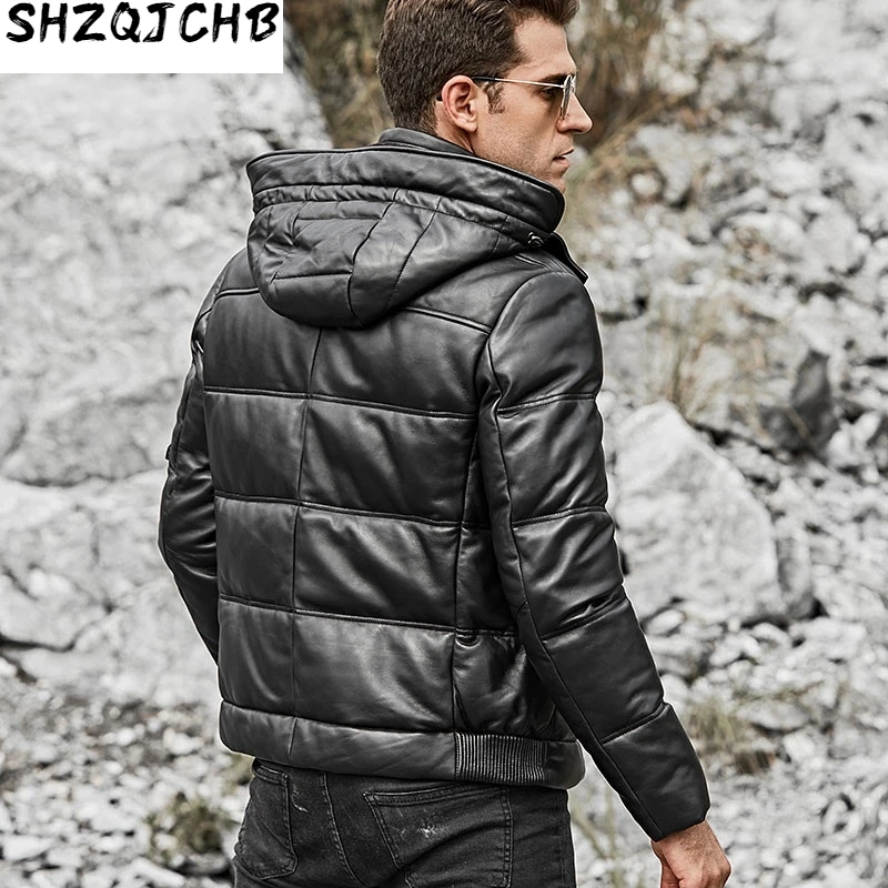 

JCHB 2021 Leather Jacket Men Sheepskin Geunine Leather Jacket Men Plus Size Duck Down Winter Coat for Mens Clothing Casacos 153