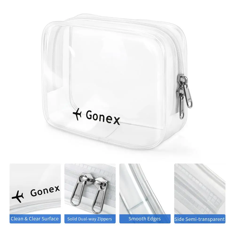 Gonex прозрачный туалетный мешок Tsa одобренный Toiletry прозрачные жидкости