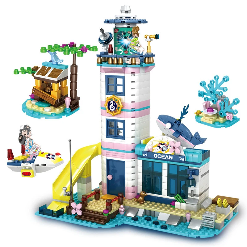 

Great Sea Lighthouse Rescue Team Girl Toy Building Blocks Series Small Particle Building Blocks Children'S Birthday Toy Gift