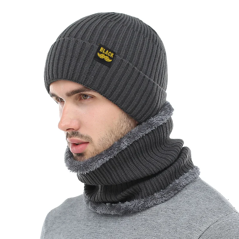 Шапочки облегающие шапки женская вязаная шапка мужские зимние для мужчин шарф