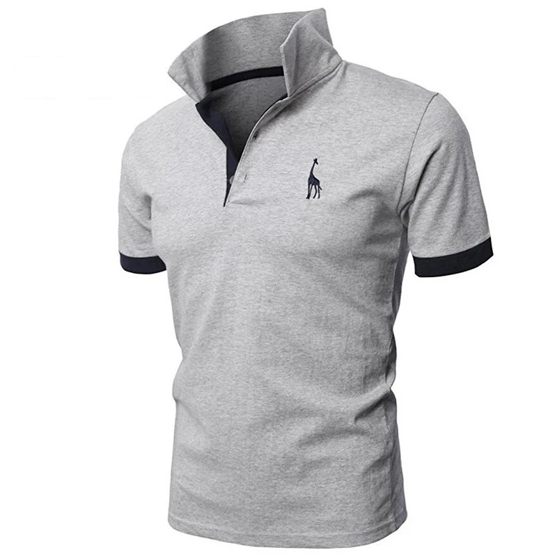 

Men's Lapel Short Sleeve Top New Men's Casual Cotton Shirt Lightweight Breathable Home Deer Embroidery High Quality Polo Shirt