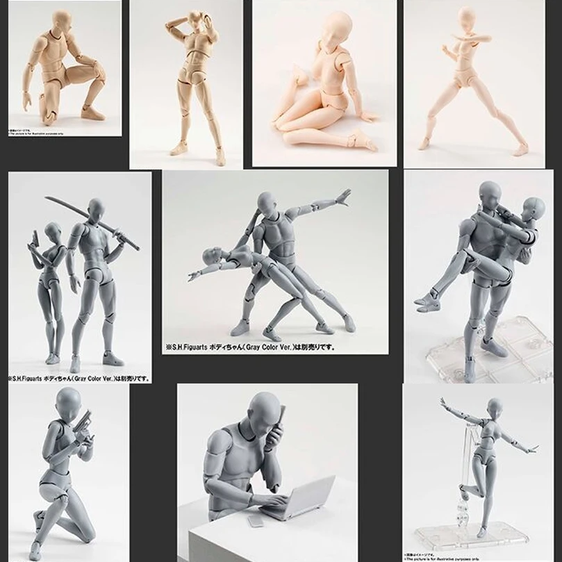 

15cm SHFiguarts BODY KUN / BODY CHAN odern Mannequins Action Figure Drawing Sketch Model With Stand For Camera Lines Model Toy