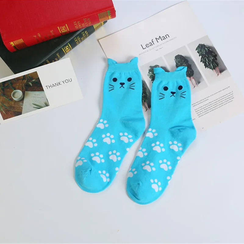 Cartoon anime cat funny socks fashion woman cotton personality popular hip hop skateboard novelty | Женская одежда