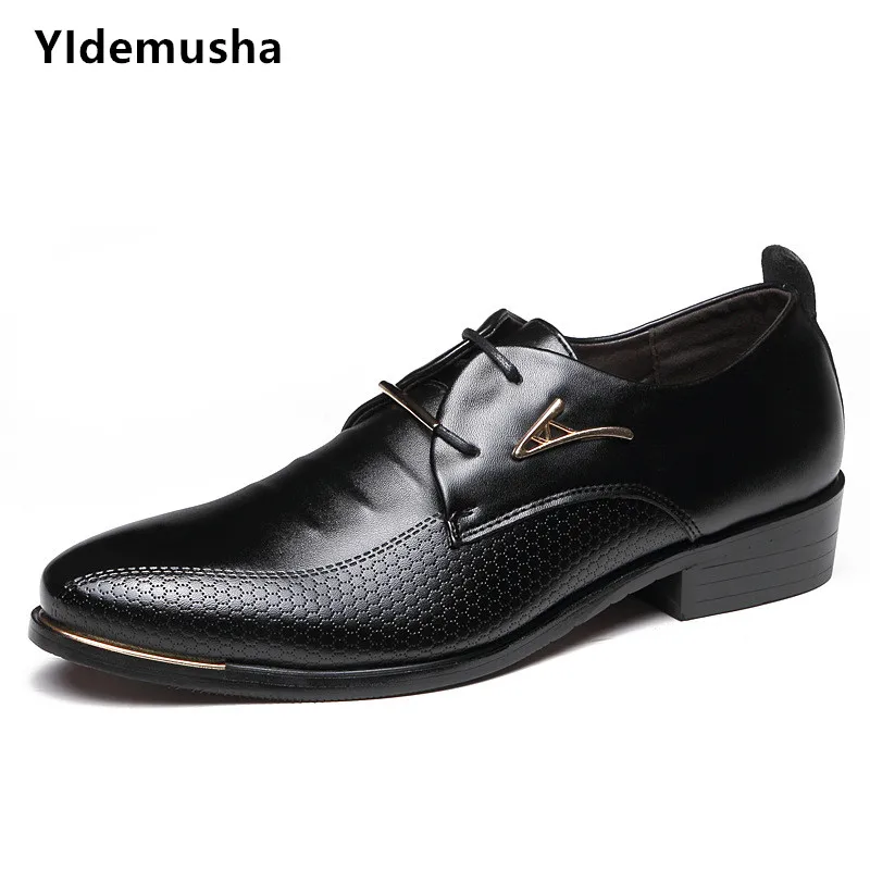 Новые мужские деловые туфли Модные Мужские модельные с острым носком на шнуровке