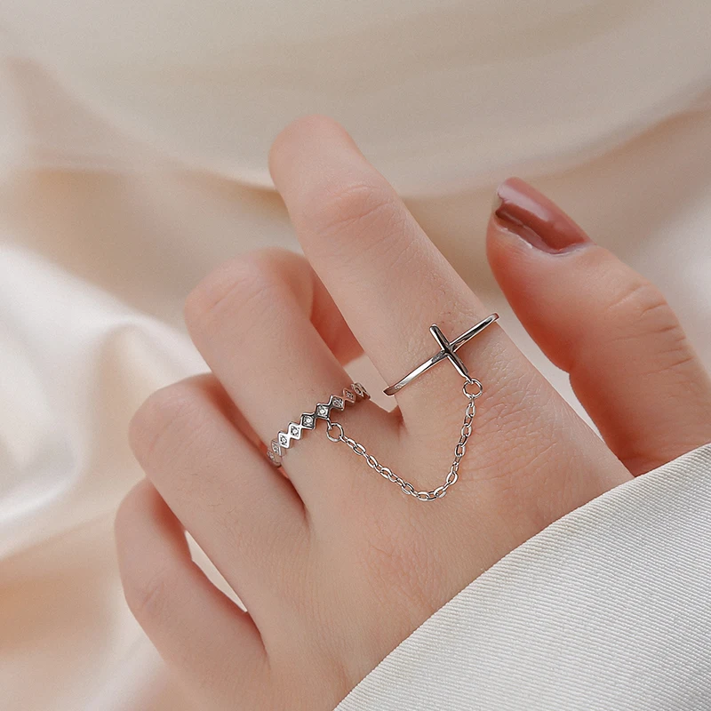 

Korean Version of Simple Chain Ring Set for Women Fashion Trend Gold Color Silver Color Metal Material Jewelry Gifts for Friends