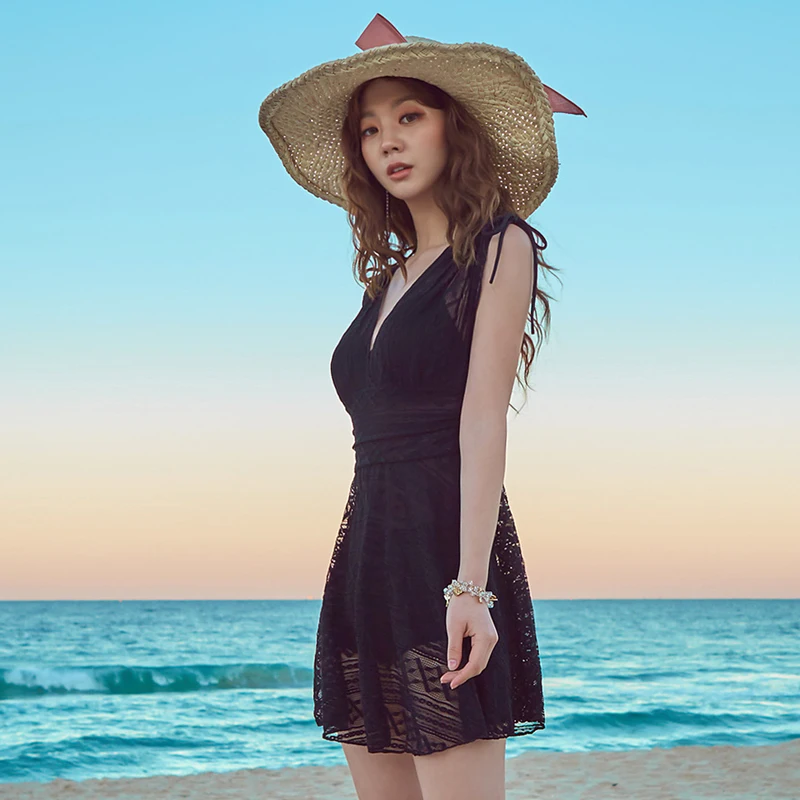 Push Up Swimming Suit for Women 2020 Newest V Neck Separate Bottom Modest Swimdress Bathing Suits Ladies Lace Swimsuit Swimwear |