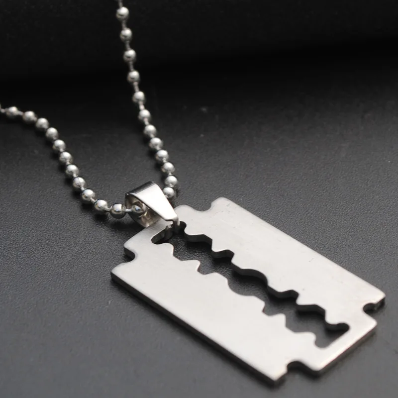 

Rock Cool Blade Initial Necklace 55cm Metal Choker Necklace For Women Man Charm Pendant Jewelry Gift For Girl Boy