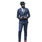 Мужские костюмы из двух предметов, серое, синее смокинг для жениха с отворотом, Модный деловой двубортный мужской пиджак + брюки, индивидуальный пошив, костюм для вечеринки